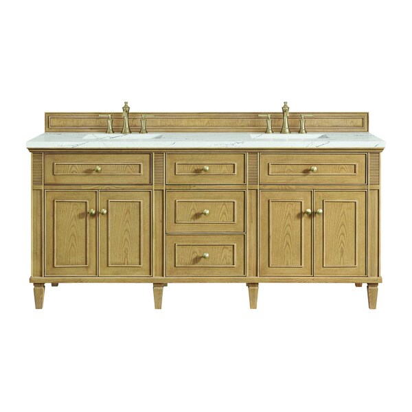 James Martin Vanities 72'' Double Vanity, Light Natural Oak w/ 3 CM Ethereal Noctis Quartz Top 424-V72-LNO-3ENC - main